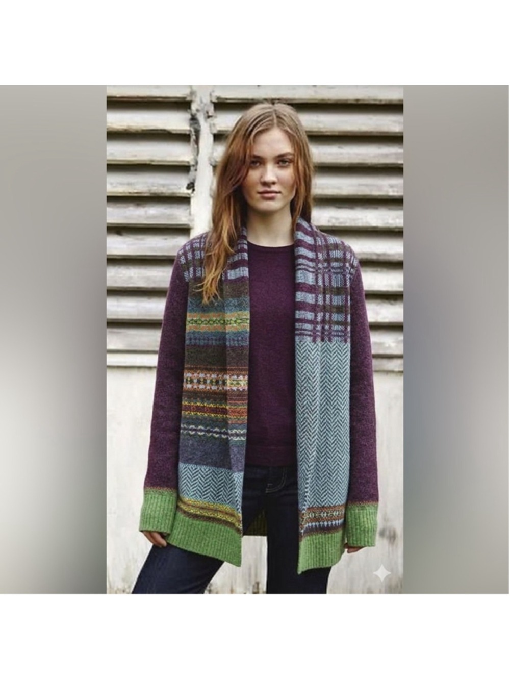 NEW Eribe Scotland 100% Wool Pioneer Fairisle Open Front Cardigan Size S/M